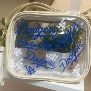 Cream and Blue Dodgers Clear Crossbody Bag